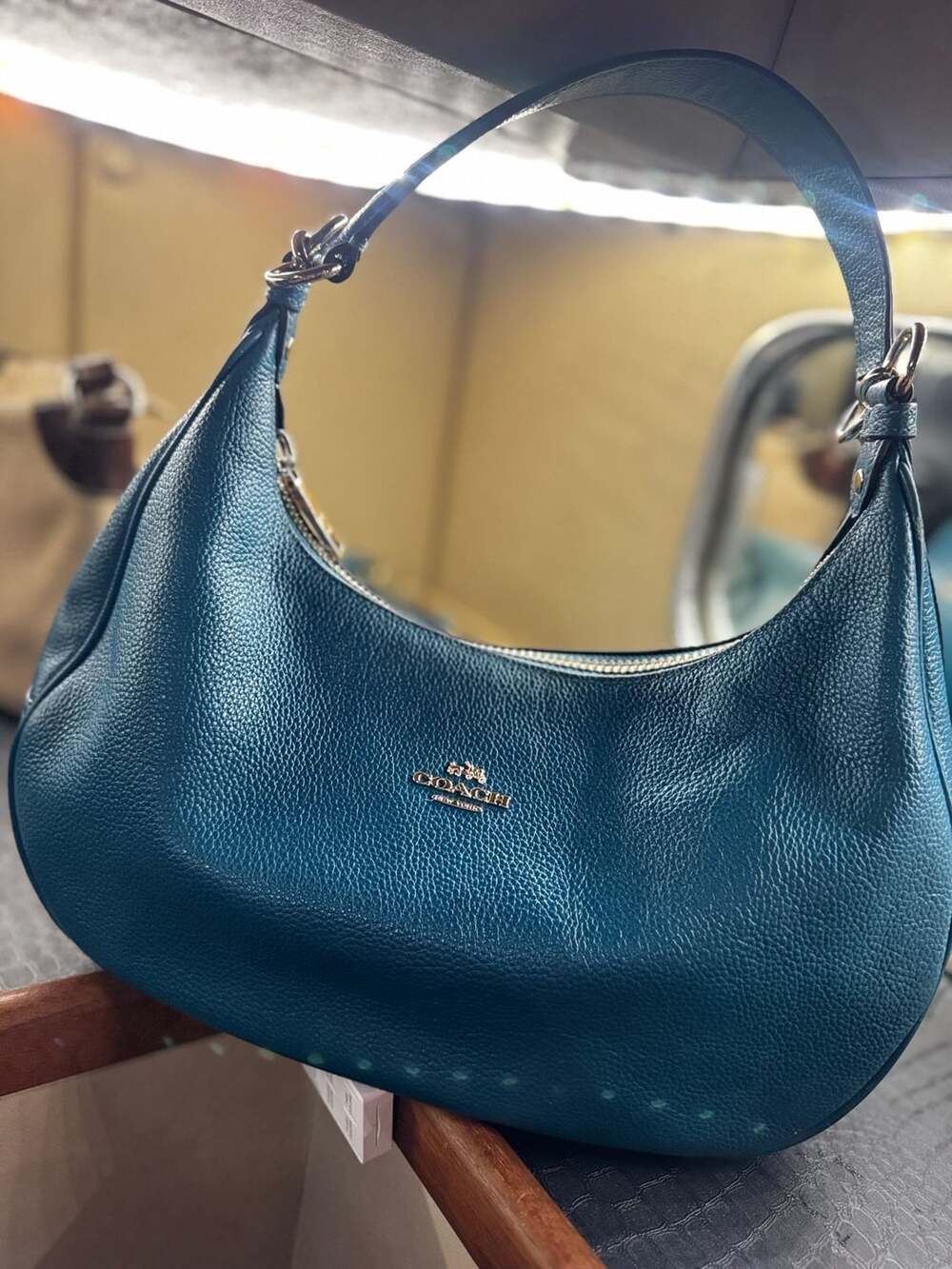 Coach New York Harley Hobo Teal Pebbled Leather